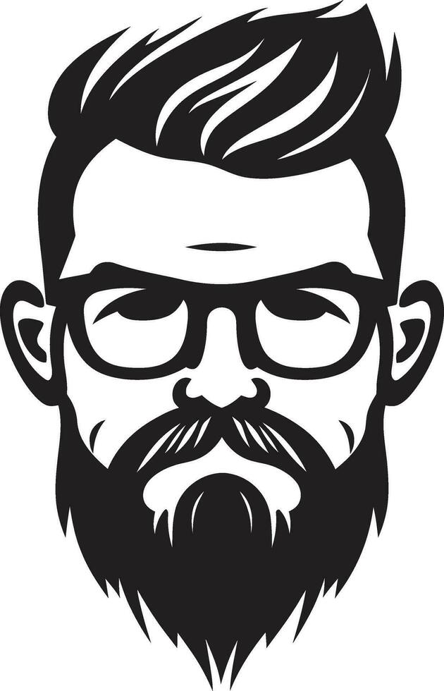 Artistic Expression Monochrome Vector Tribute to Retro Cool Laid Back Lifestyle Black Vector Depiction of Bearded Vibe