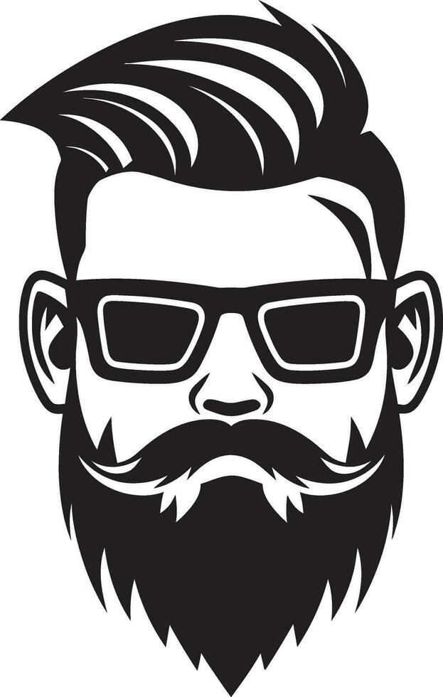 Urban Wanderer Black Vector Tribute to Bearded Elegance Alternative Chic Monochrome Vector Depiction of Hipster Cool