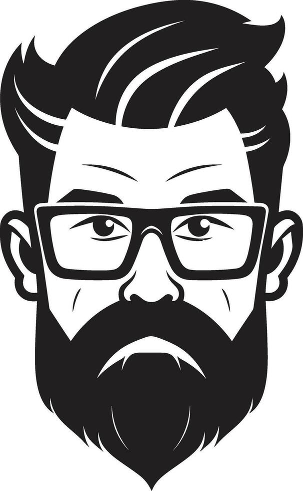 Cafe Couture Monochrome Vector Depiction of Hipster Flair Artistic Expression Black Vector Art Celebrating Whiskered Culture