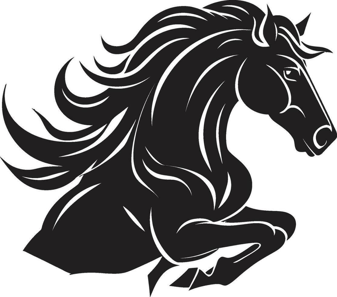 caballo de fuerza en Arte negro vector representación de corriendo caballos azotado por el viento belleza monocromo vector Arte celebrando equino elegancia