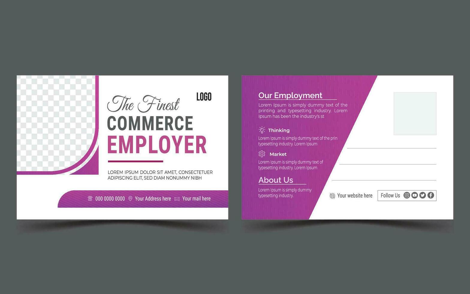 Business post card design template vector