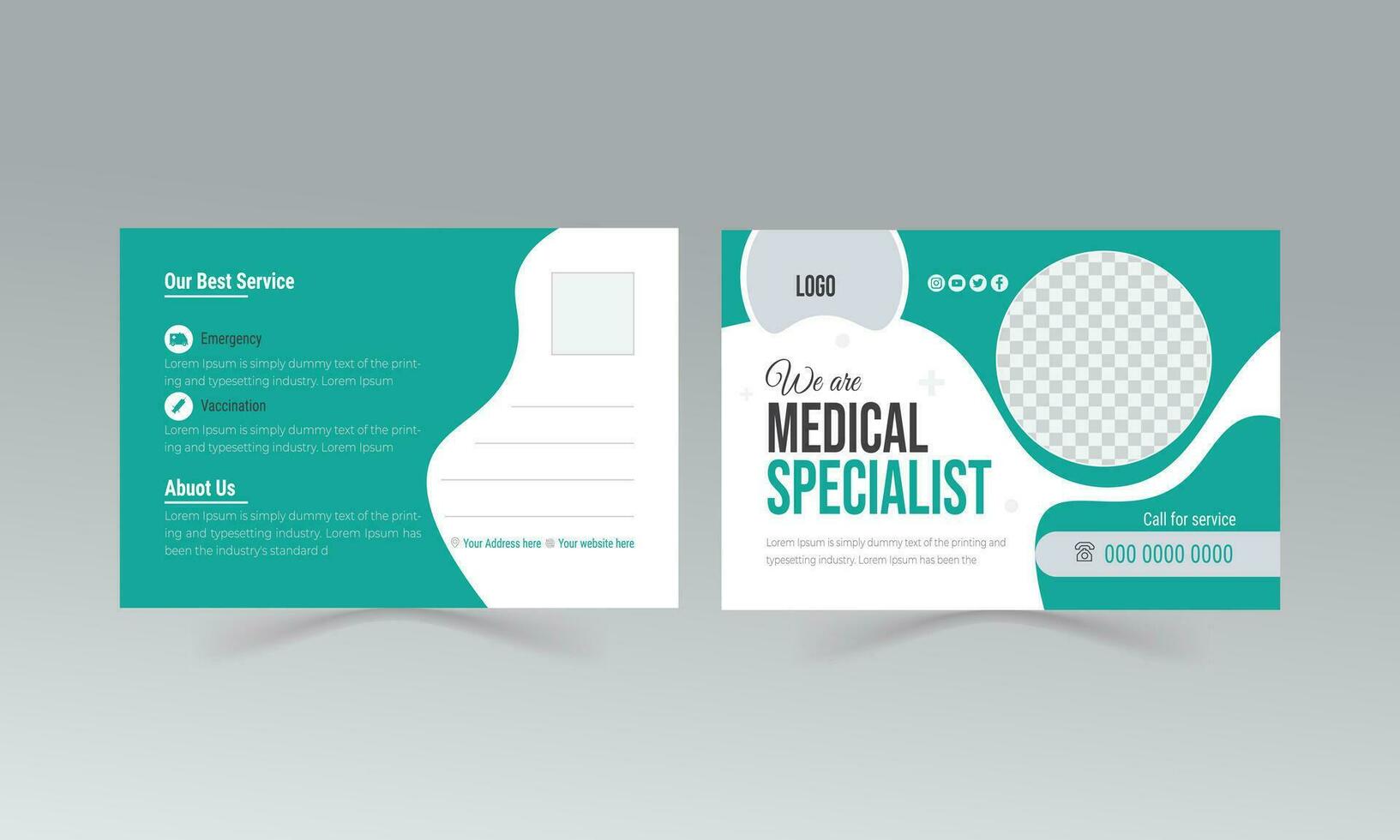 medical post card design template vector