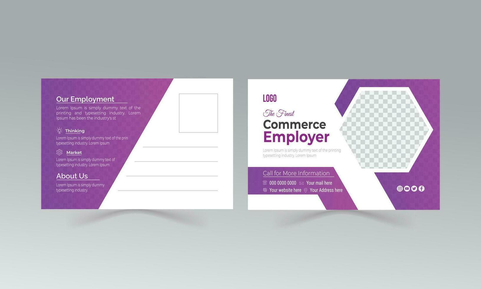 Business post card design template vector