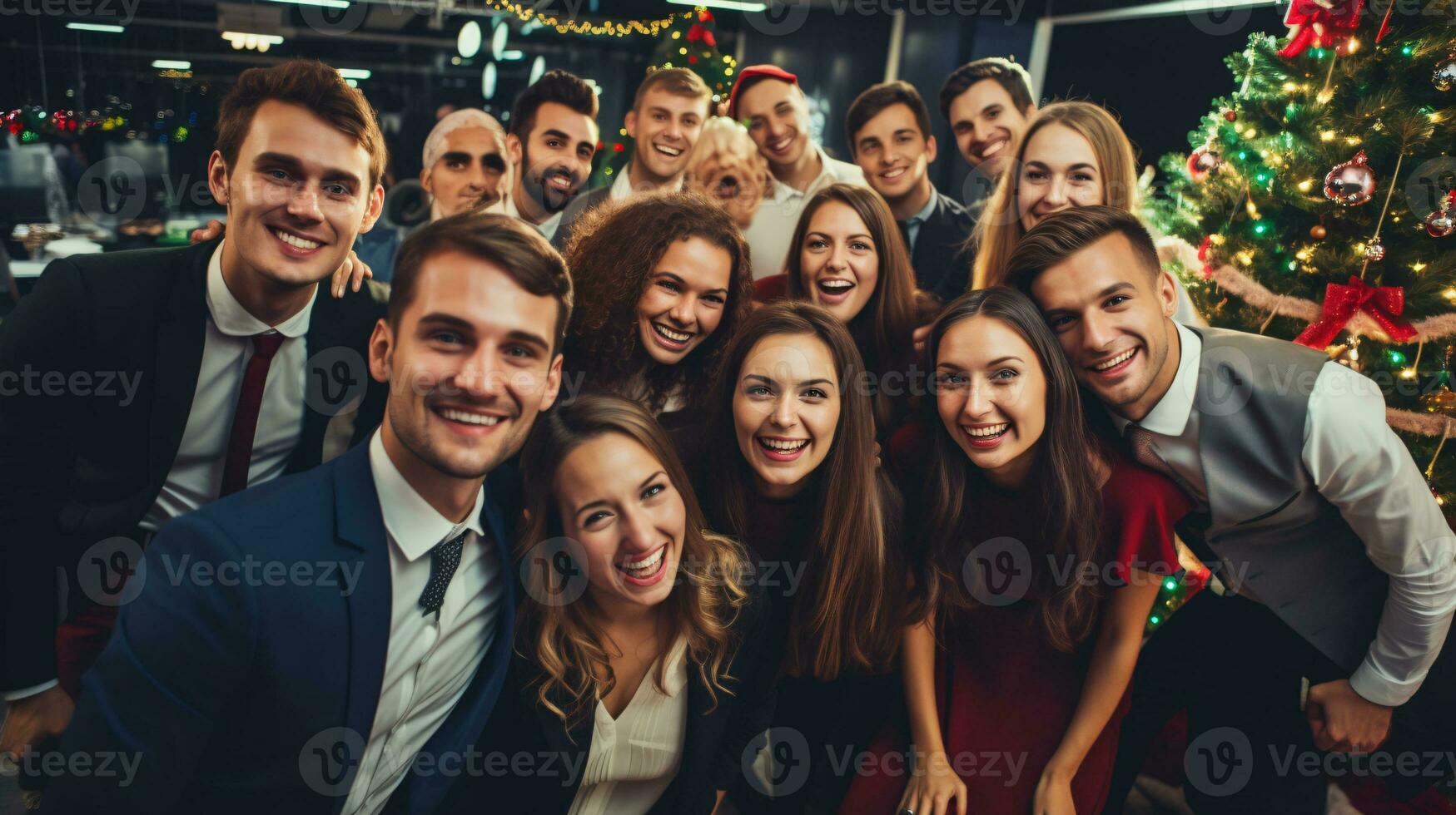 ai generative Business people in christmas office social gathering, meeting, party photo