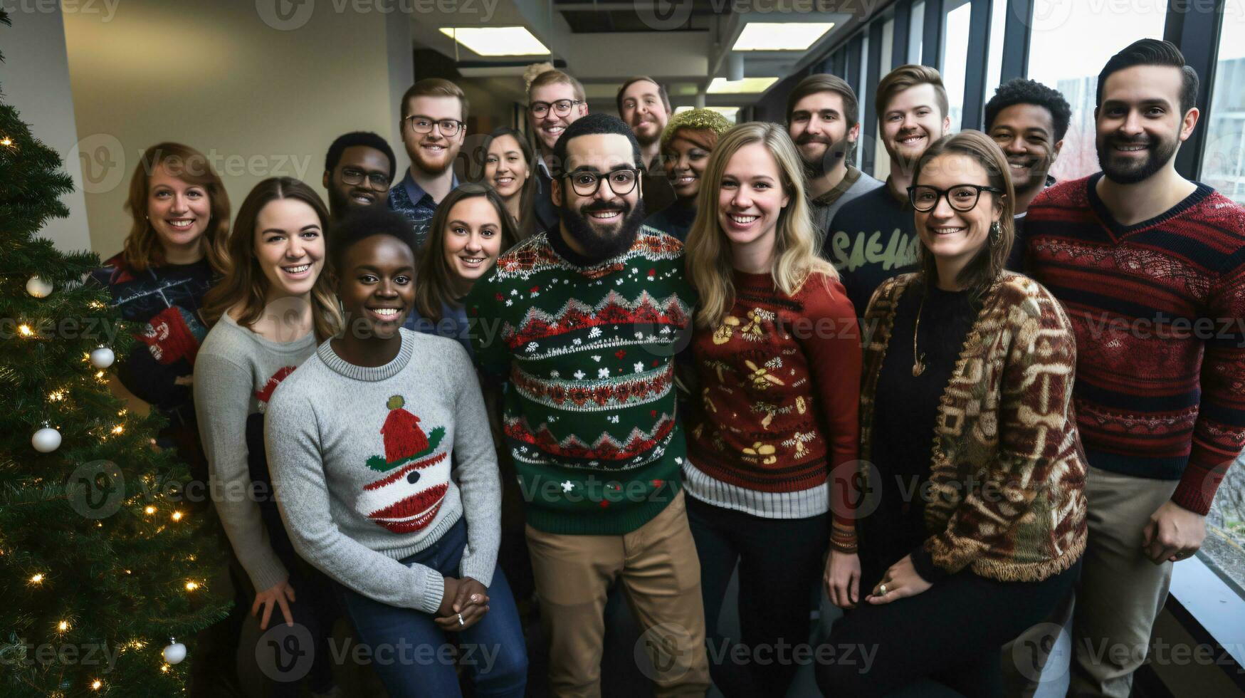 ai generative Business people in christmas office social gathering, meeting, party photo