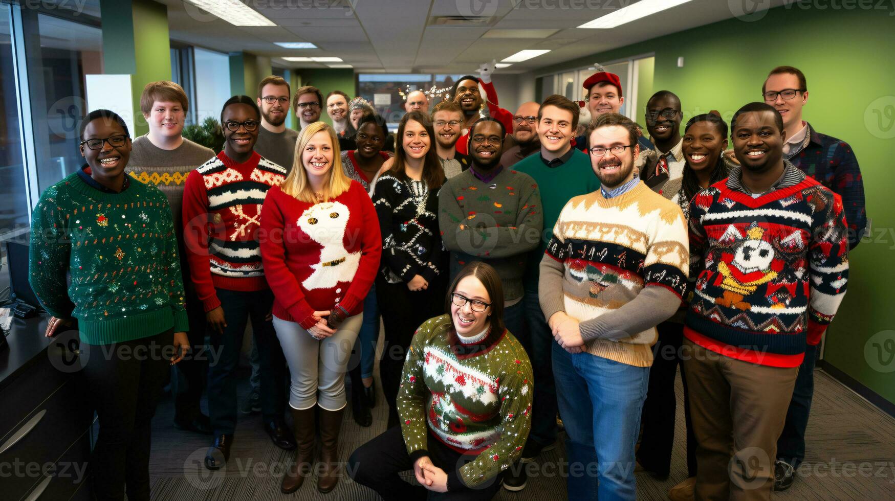 ai generative Business people in christmas office social gathering, meeting, party photo