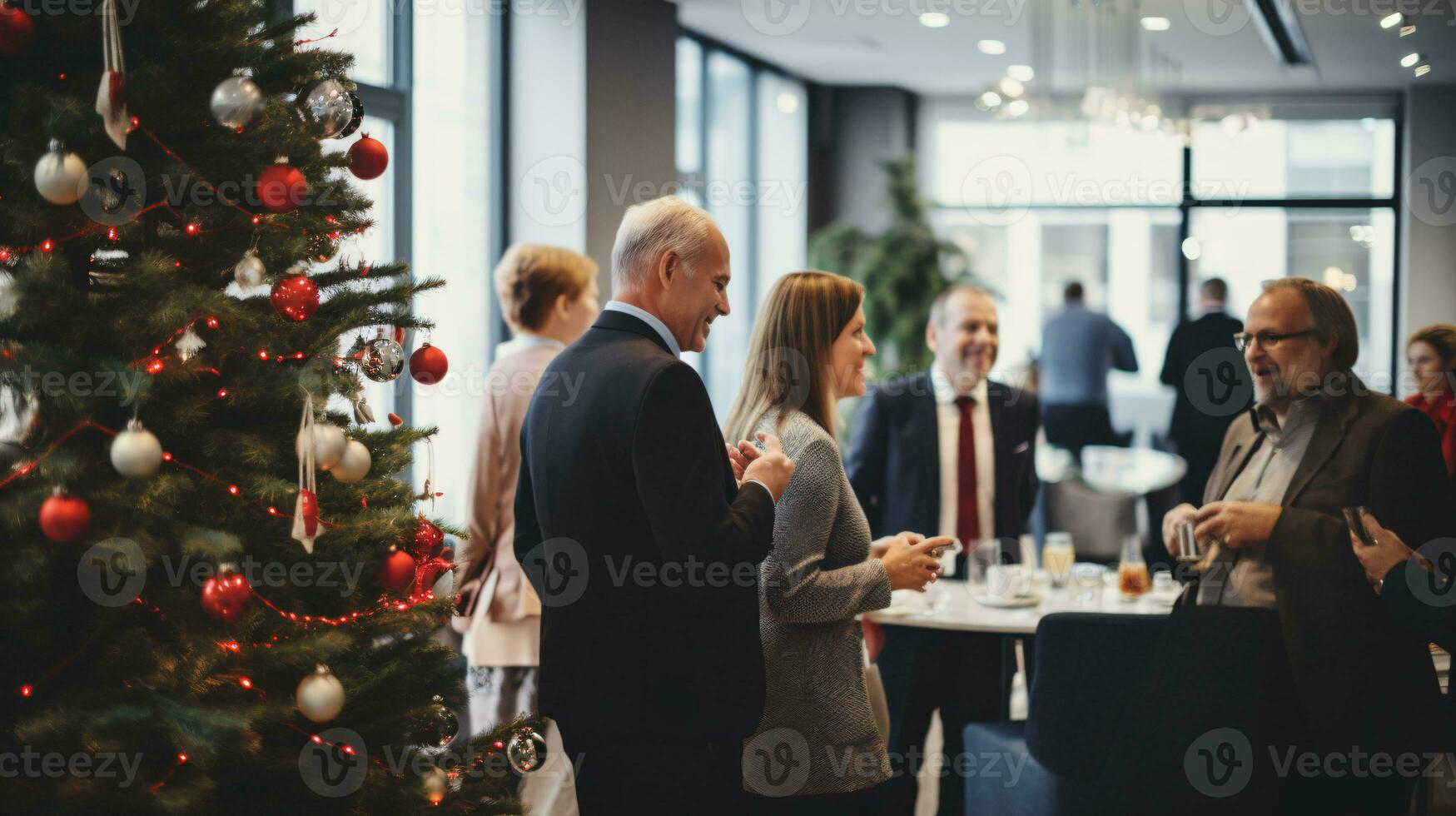 ai generative Business people in christmas office social gathering, meeting, party photo