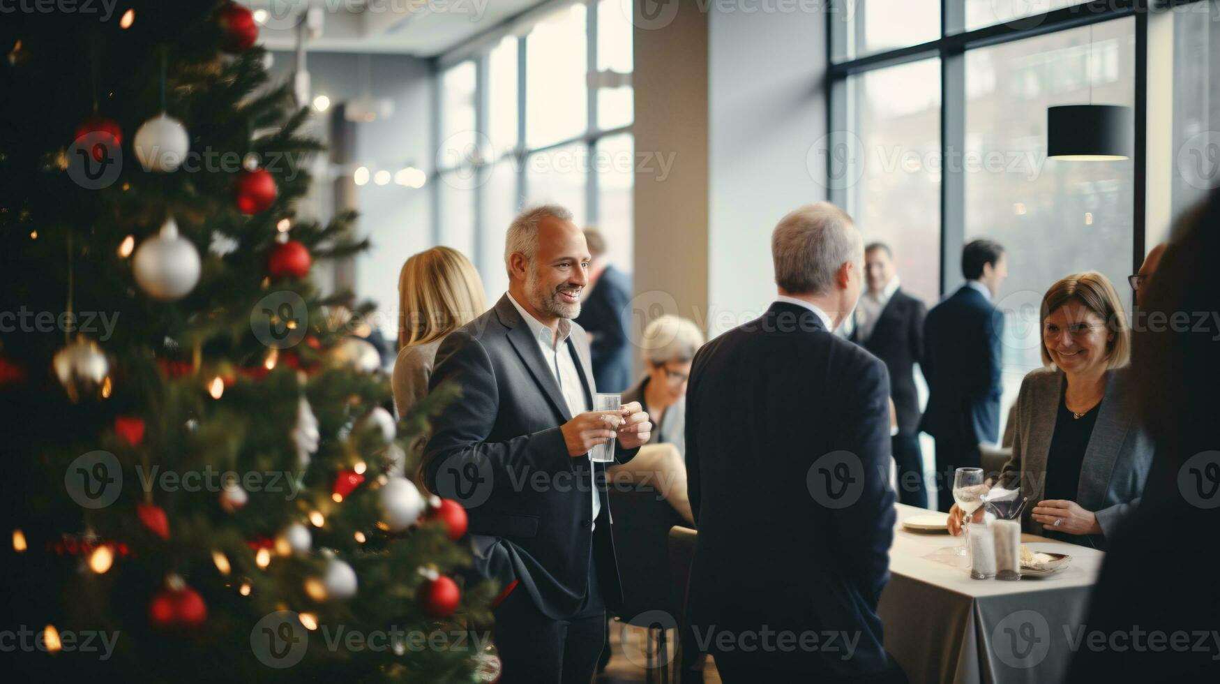 ai generative Business people in christmas office social gathering, meeting, party photo