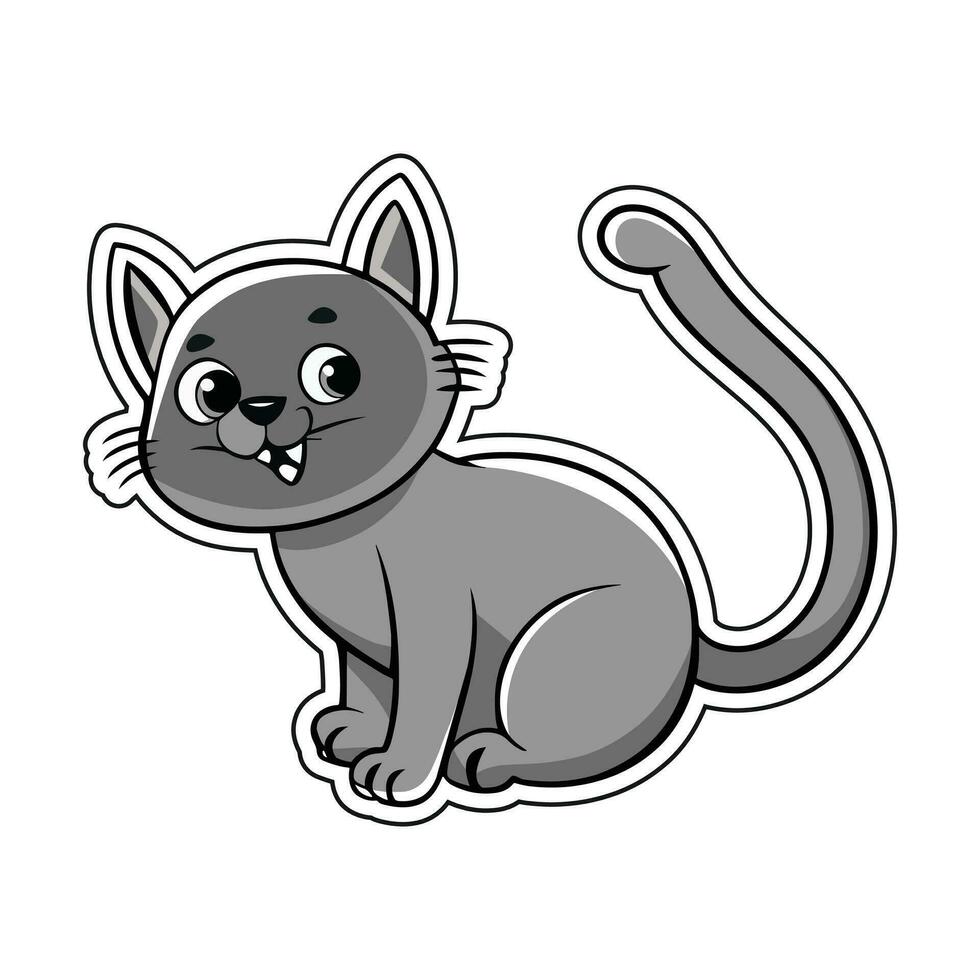 Happy Cute Kitten sticker vector