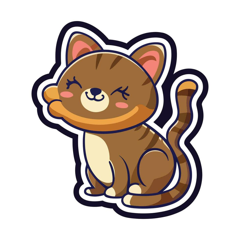 Happy Cute Kitten sticker vector