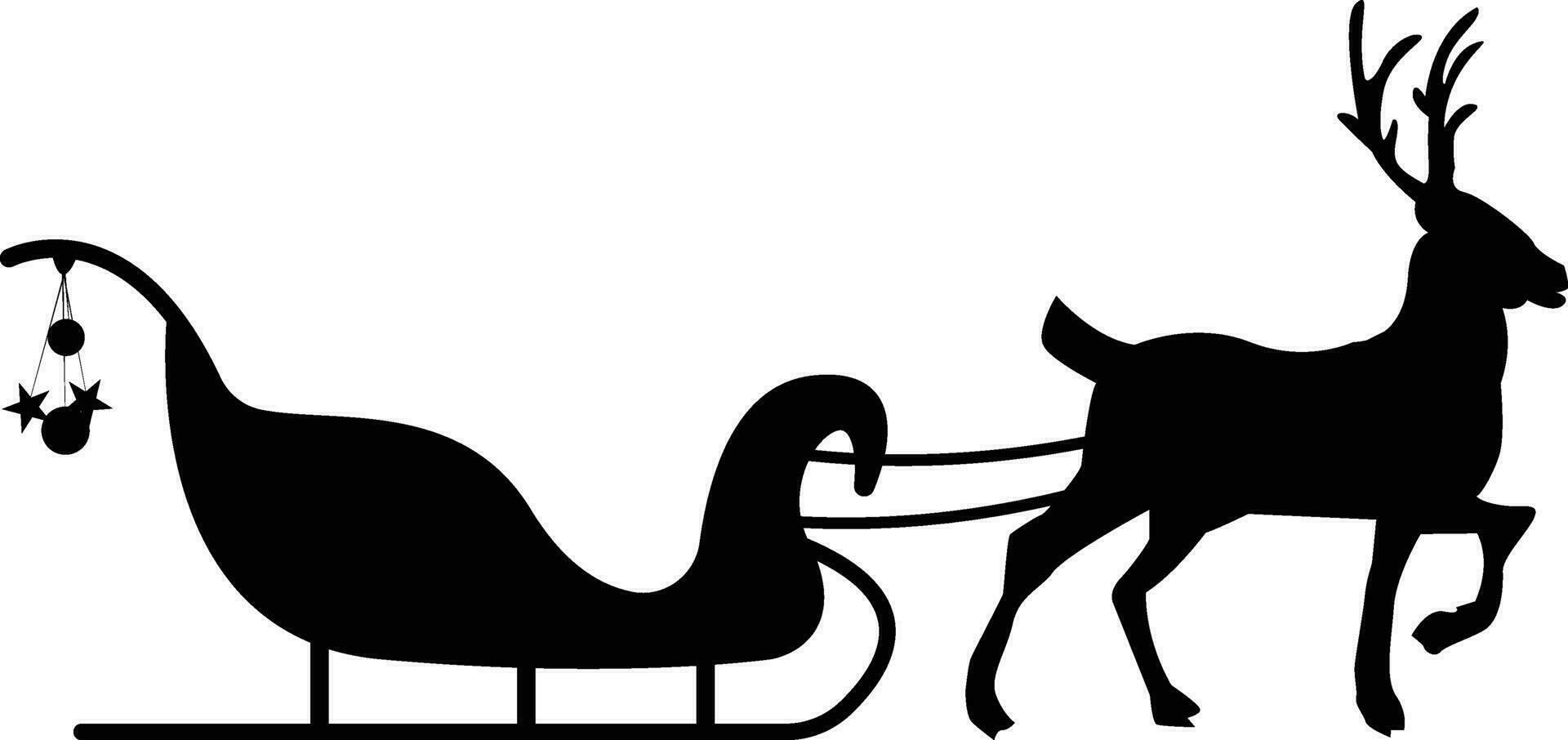 Reindeer pull santa sleigh silhouette vector