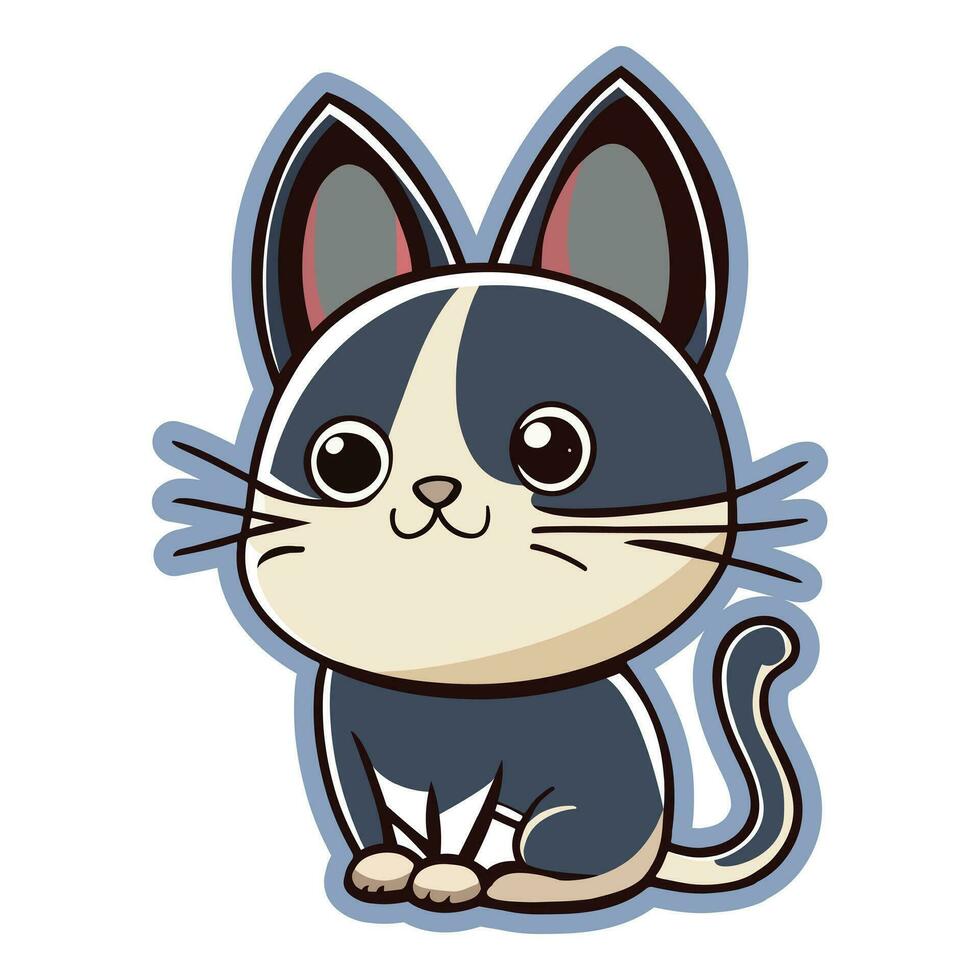 Happy Cute Kitten sticker vector