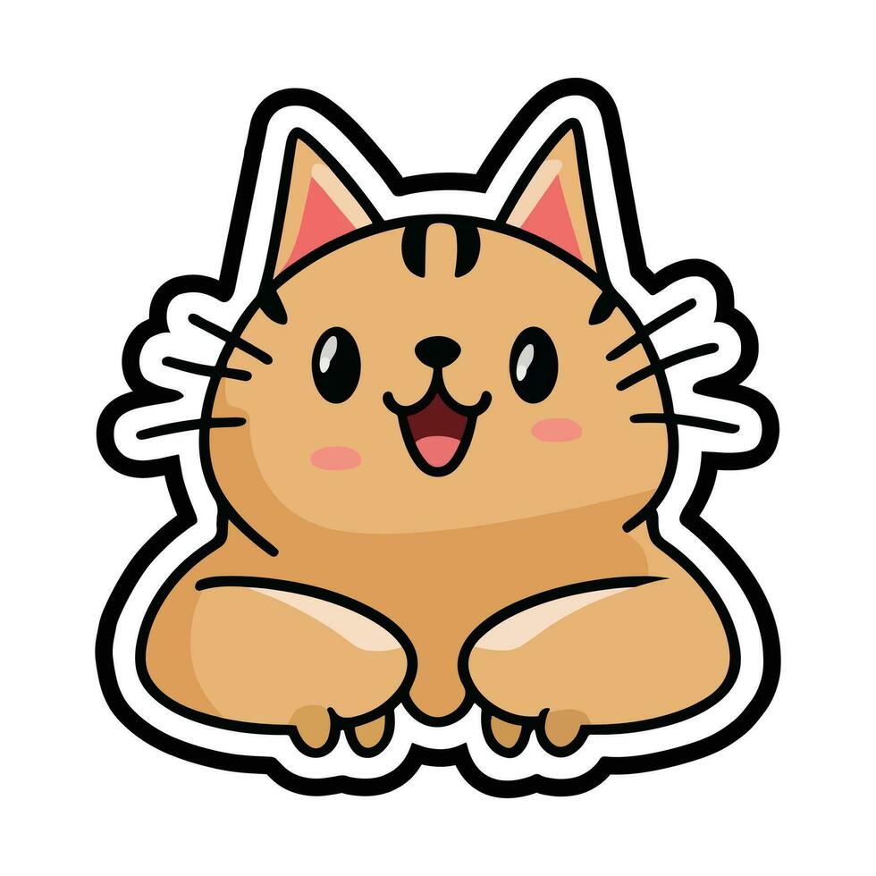 contento linda gatito pegatina vector