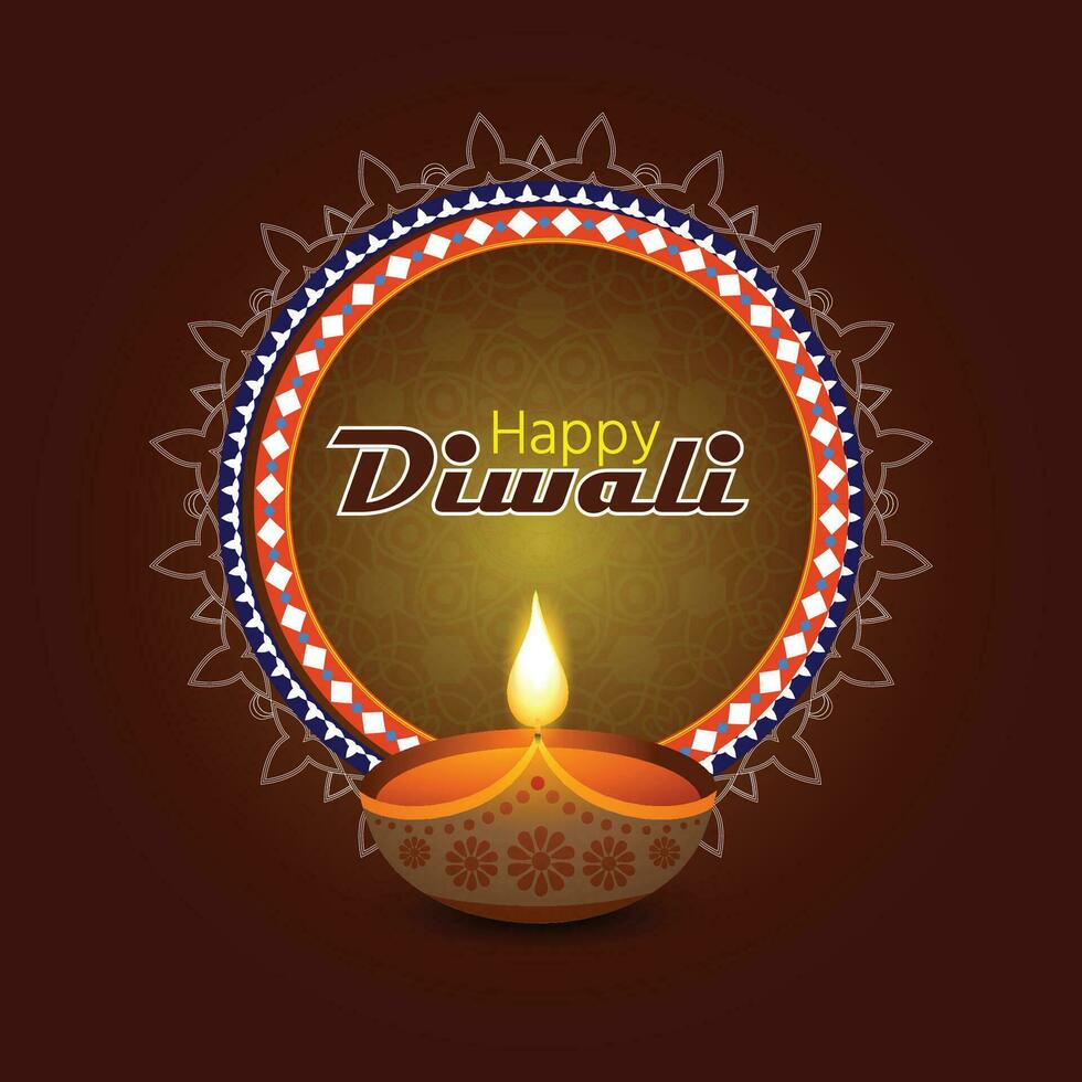 Happy Diwali with Diwali Lamp, Diwali celebration post, vector illustration design.