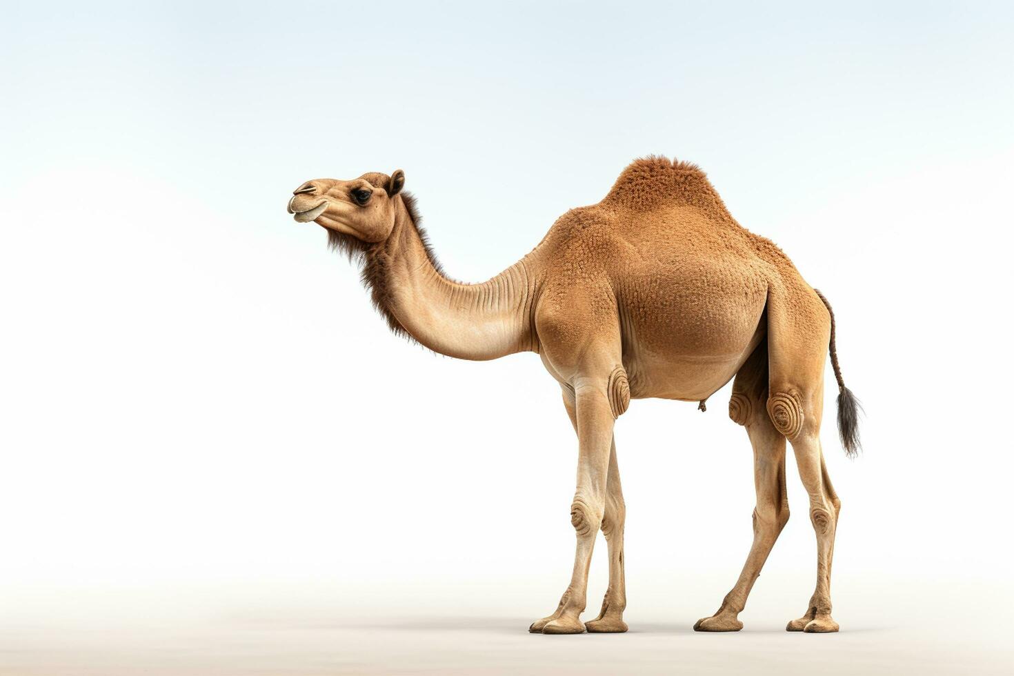 Camel isolated on white background. 3d illustration. Side view. Ai Generated photo