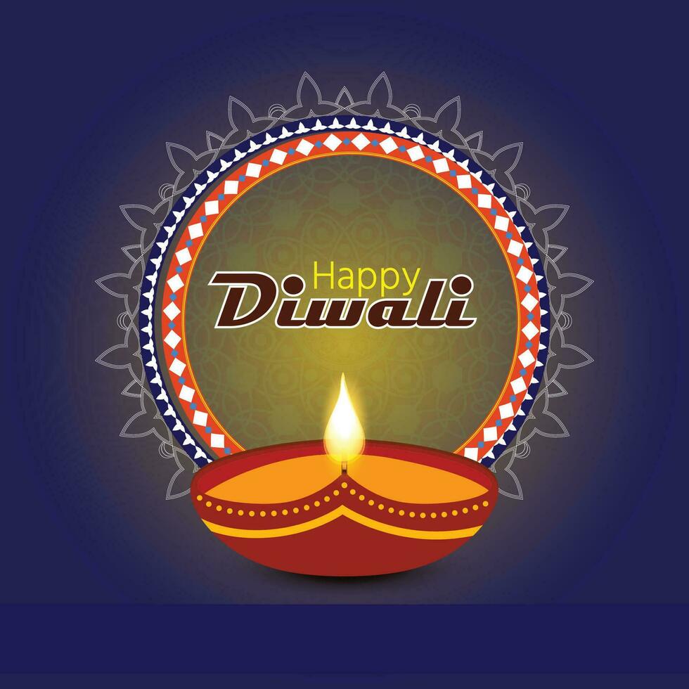 Happy Diwali with Diwali Lamp, Diwali celebration post, vector illustration design.