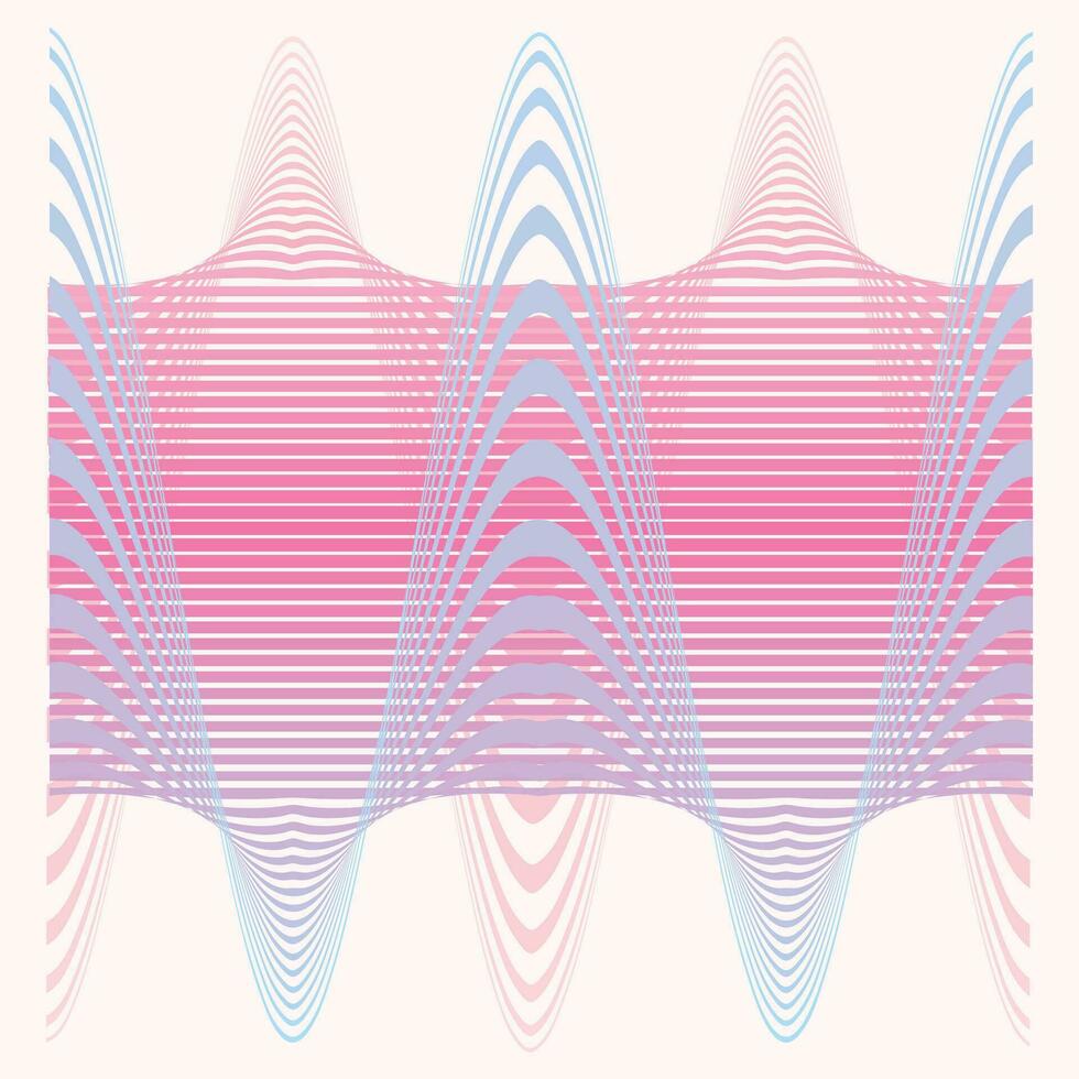 Pink, peach, blue, background of linear waves vector abstract art and technology. Gradients that are steep the geometry of the future
