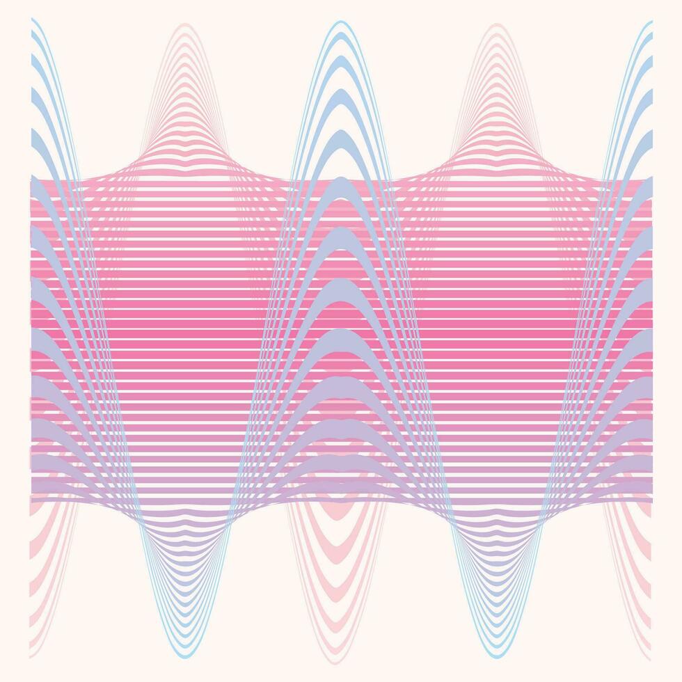 Pink, peach, blue, background of linear waves vector abstract art and technology. Gradients that are steep the geometry of the future