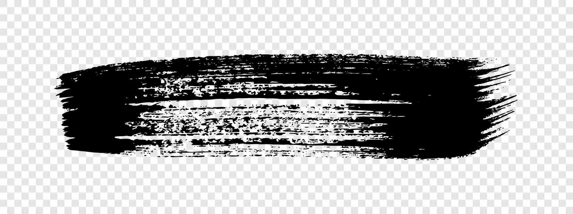 Black grunge brush stroke. Painted ink stripe. Ink spot isolated on background. Vector illustration