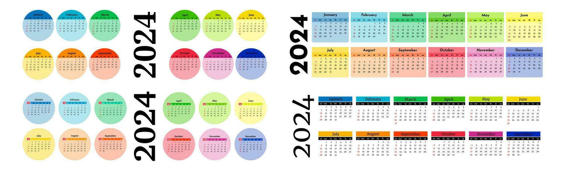 Calendar for 2024 isolated on a white background vector