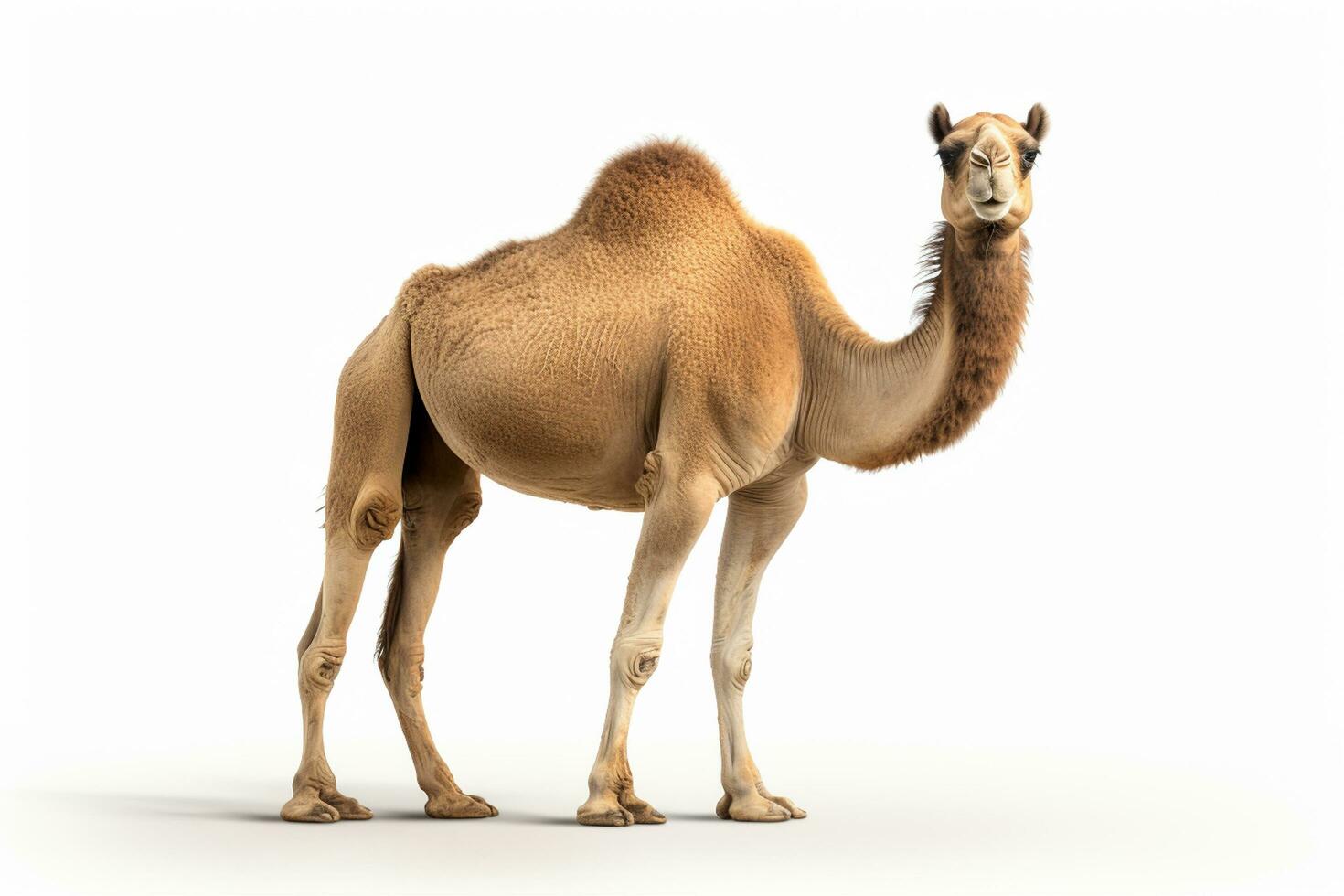 Camel isolated on white background. 3d illustration. Side view. Ai Generated photo