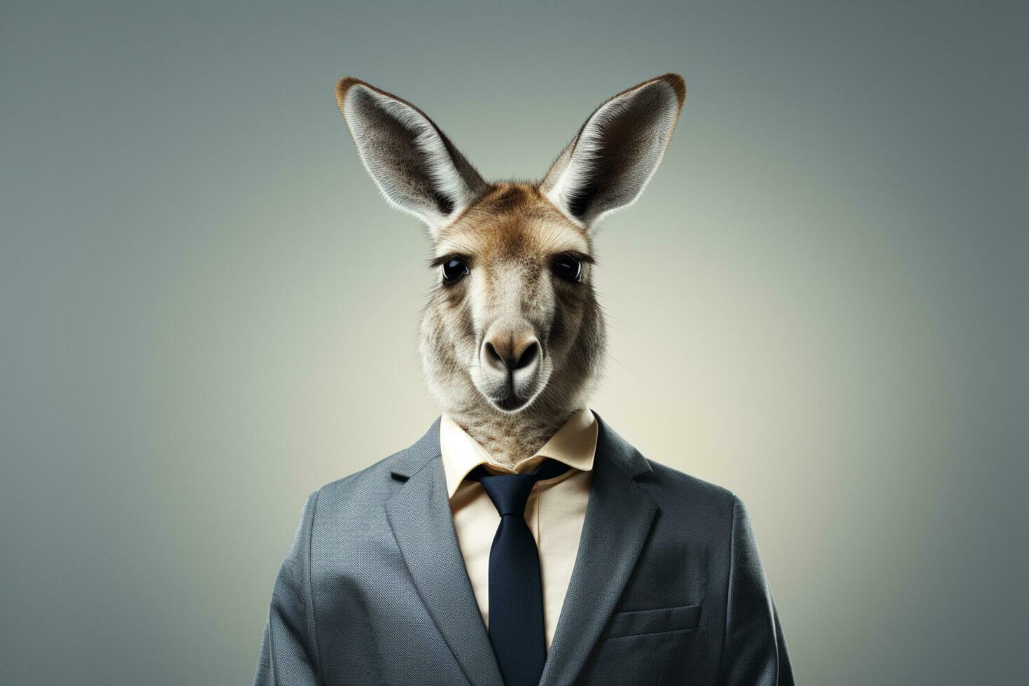 Conejo vistiendo un traje y Corbata como un empresario en blanco antecedentes ai generado foto