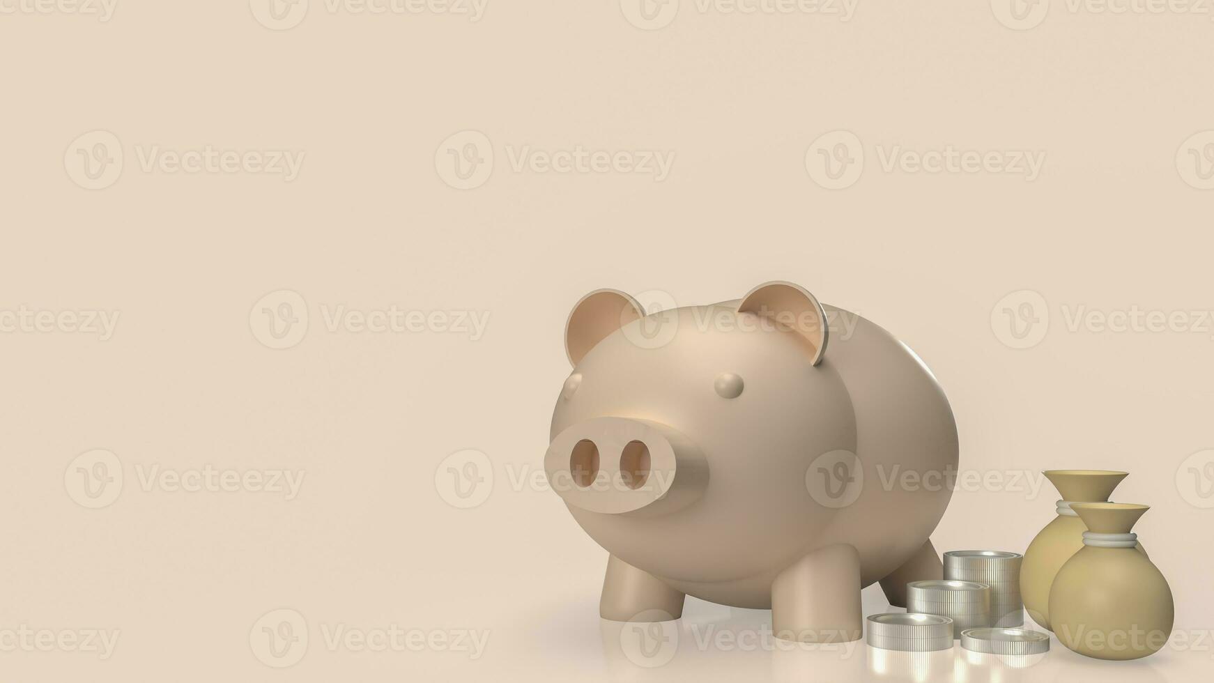 el cerdito banco y dinero bolso para negocio concepto 3d representación foto