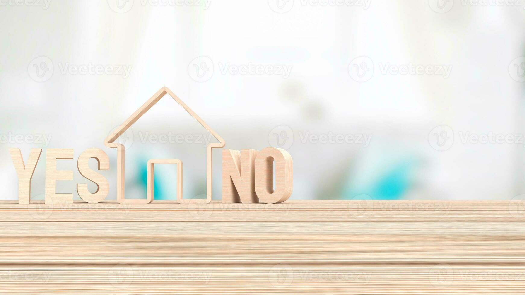 The House icon and Yes No text for property or building concept 3d rendering photo