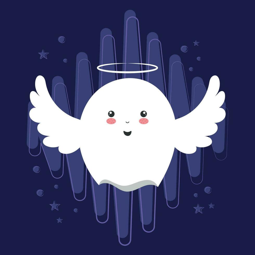 Isolated halloween ghost with an angel costume Vector