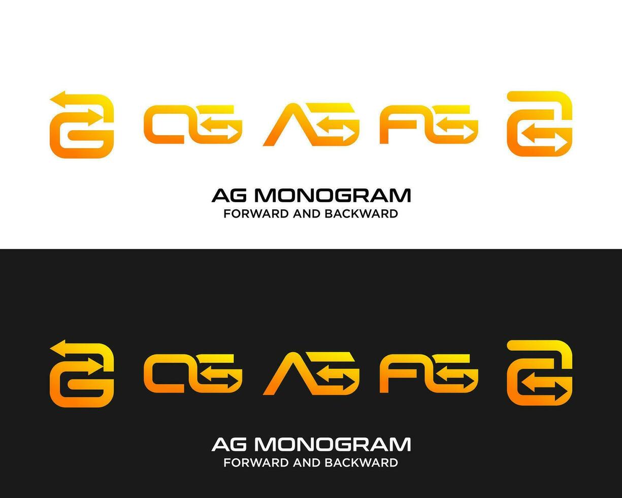 AG letters monogram forward backward logo design. vector