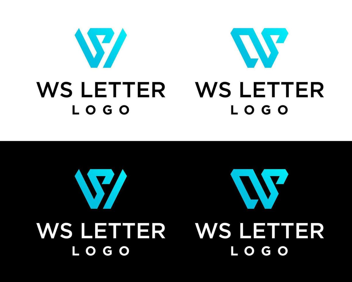 Letter WS monogram bold geometric logo design. vector