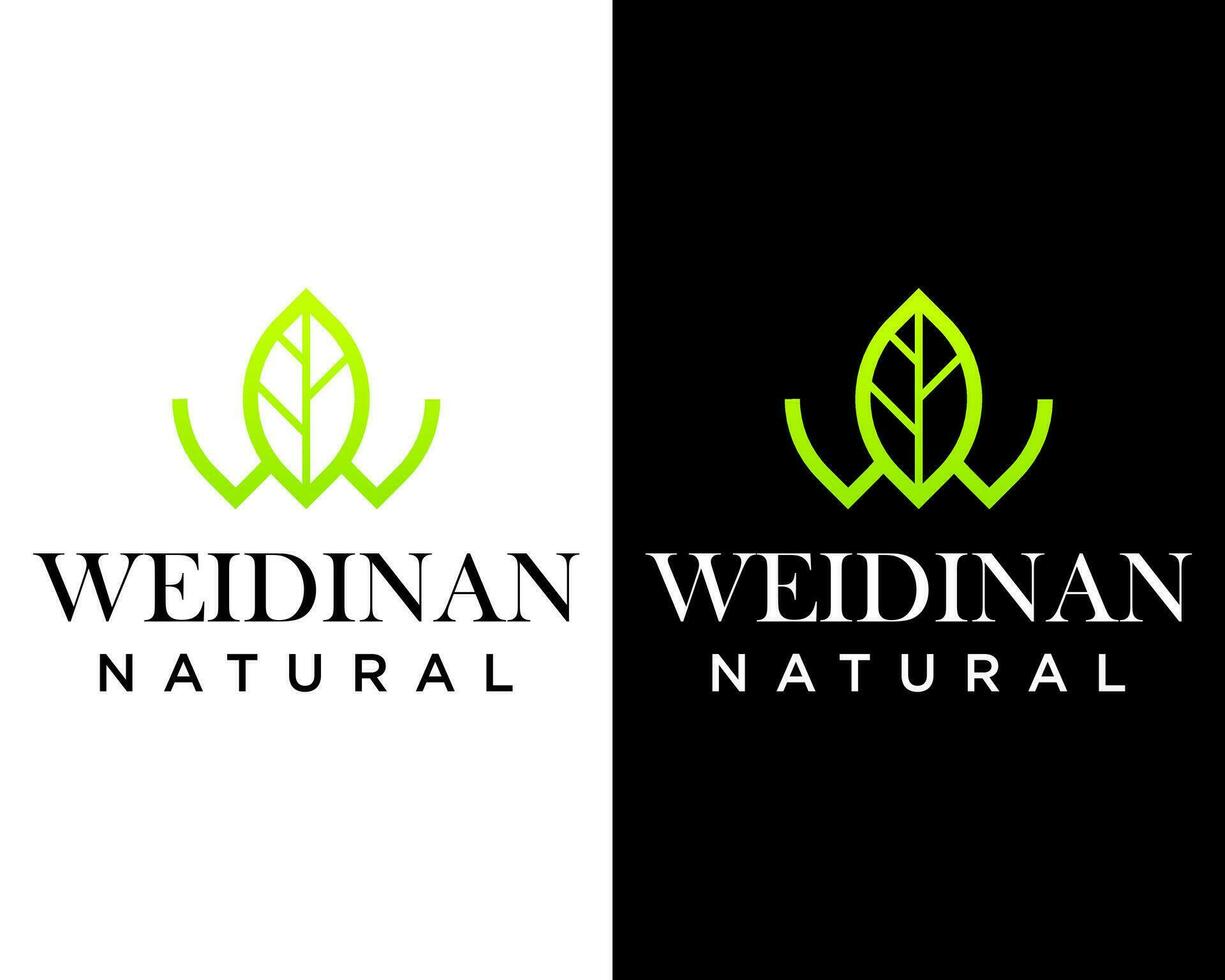 Letter W monogram natural fresh leaf logo design. vector