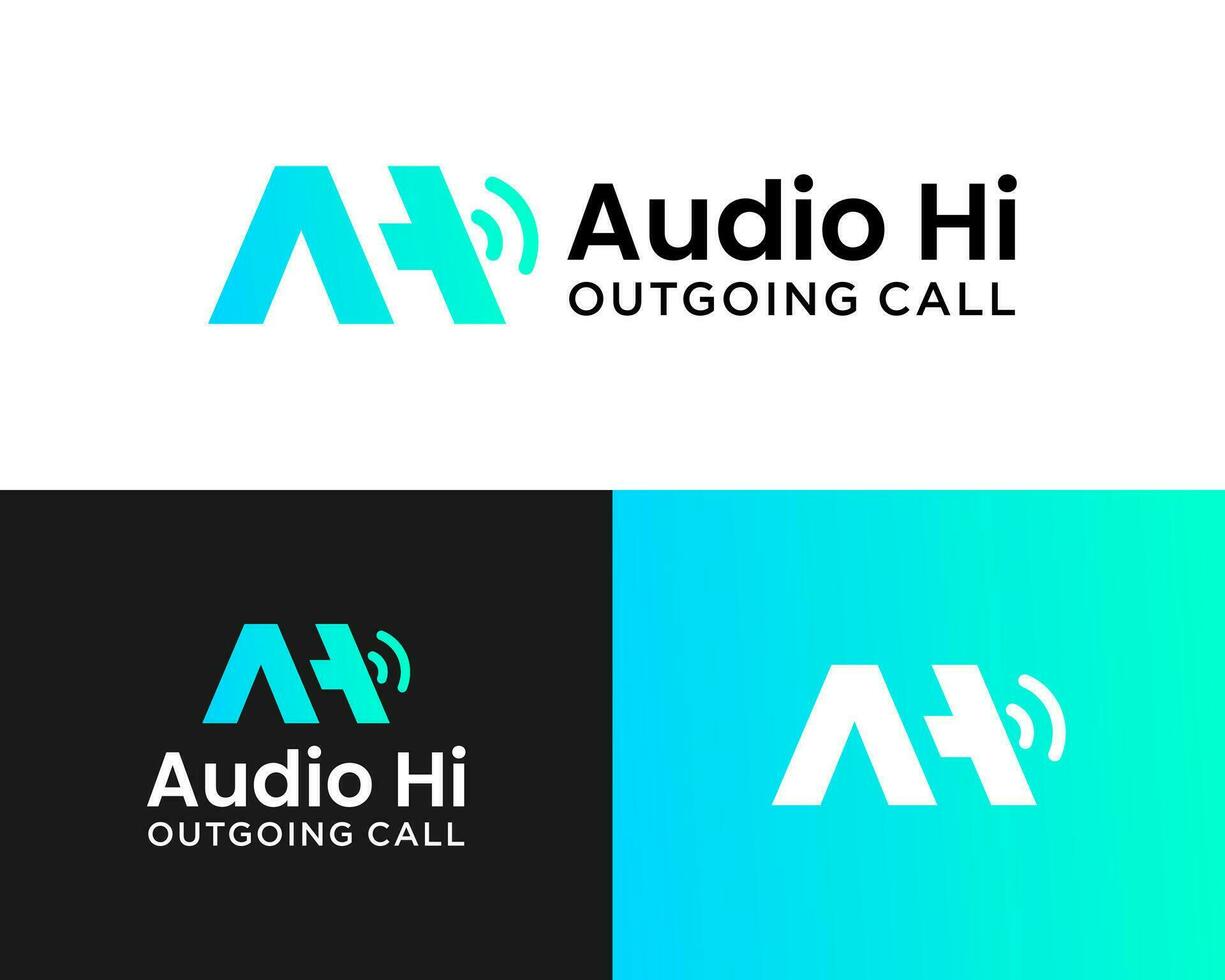 Letter AH monogram outgoing phone call logo design. vector