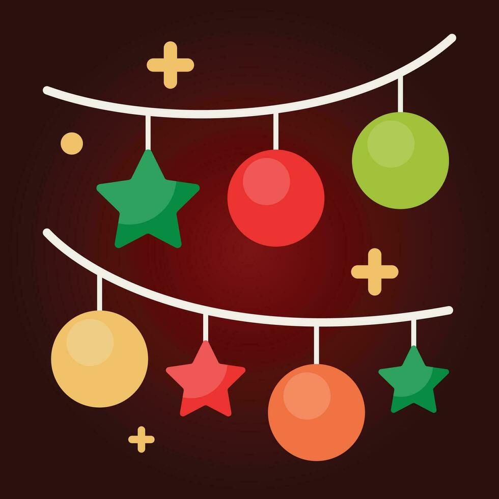 Navidad guirnalda en rojo antecedentes. vector ilustración en plano estilo.