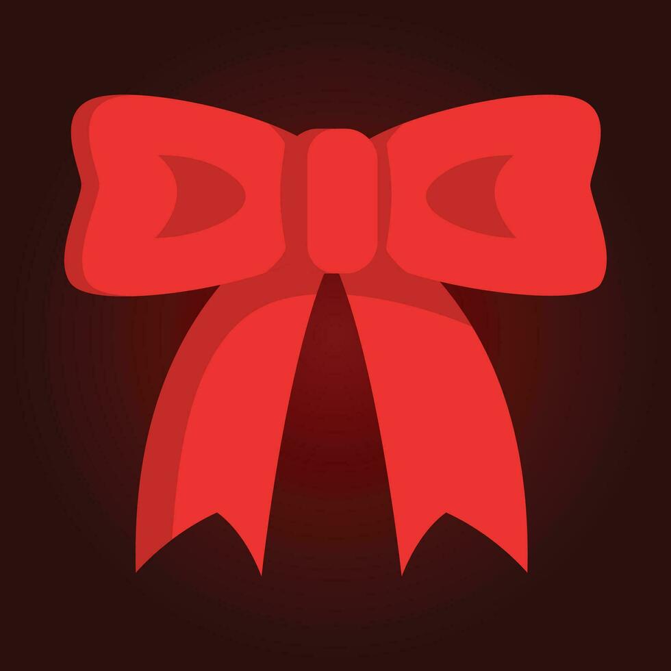 Red bow on a red background. Vector illustration for your design.