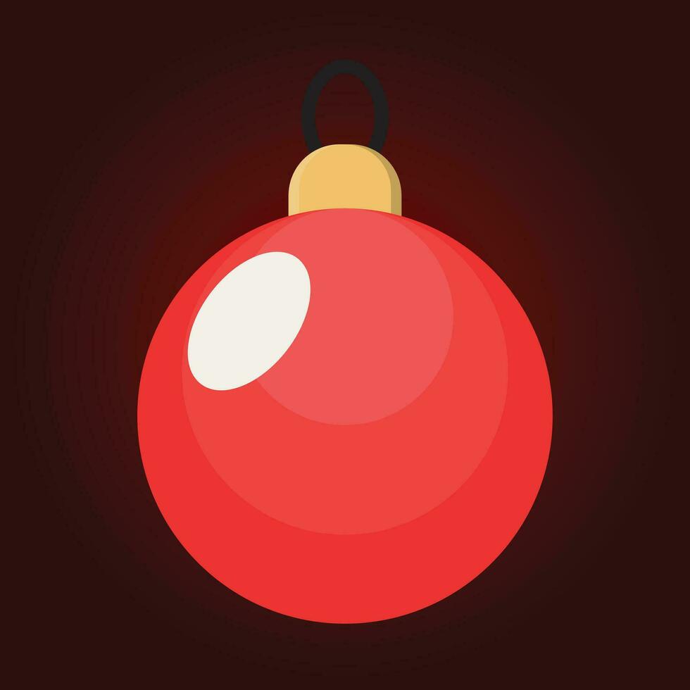 Christmas ball icon. Flat vector illustration. Red Christmas ball on red background.