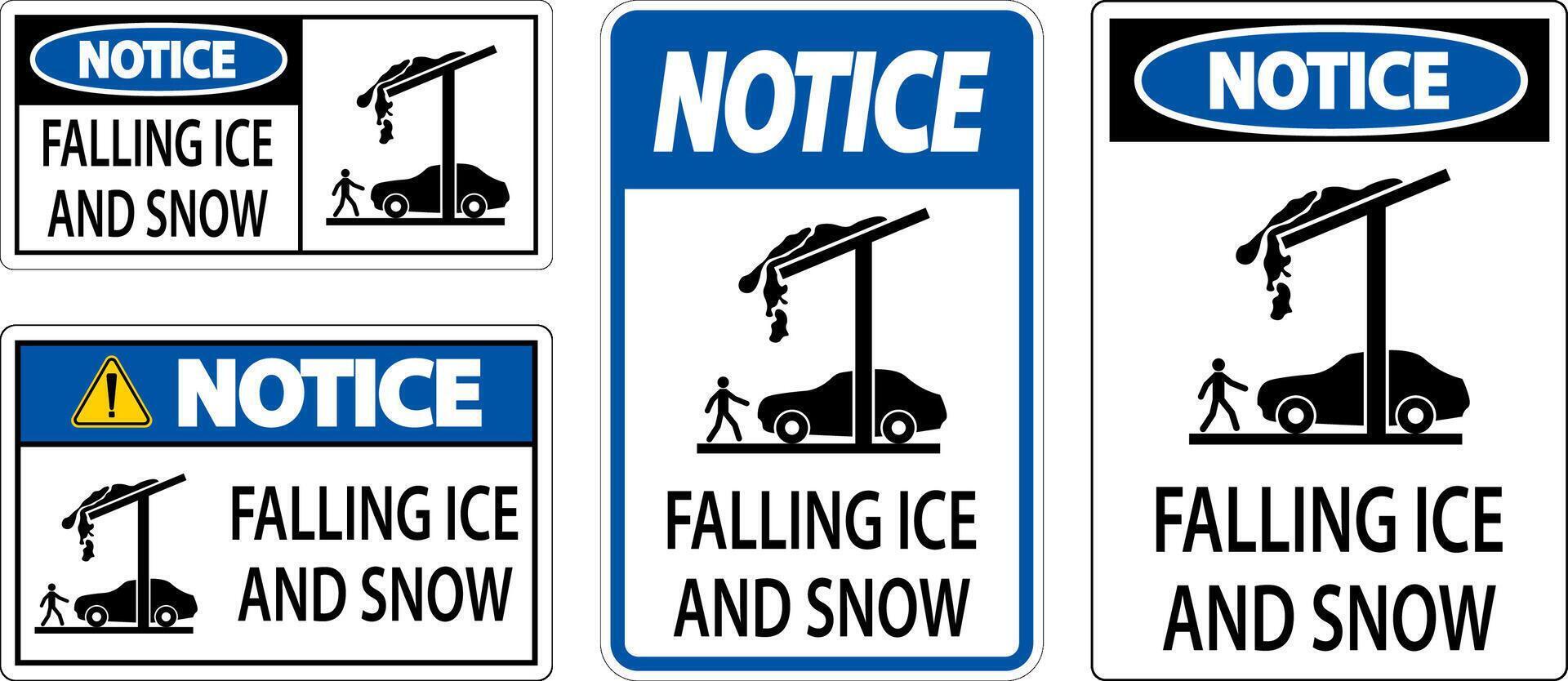 Ice and Snow Notice Sign Caution - Falling Ice And Snow Sign vector