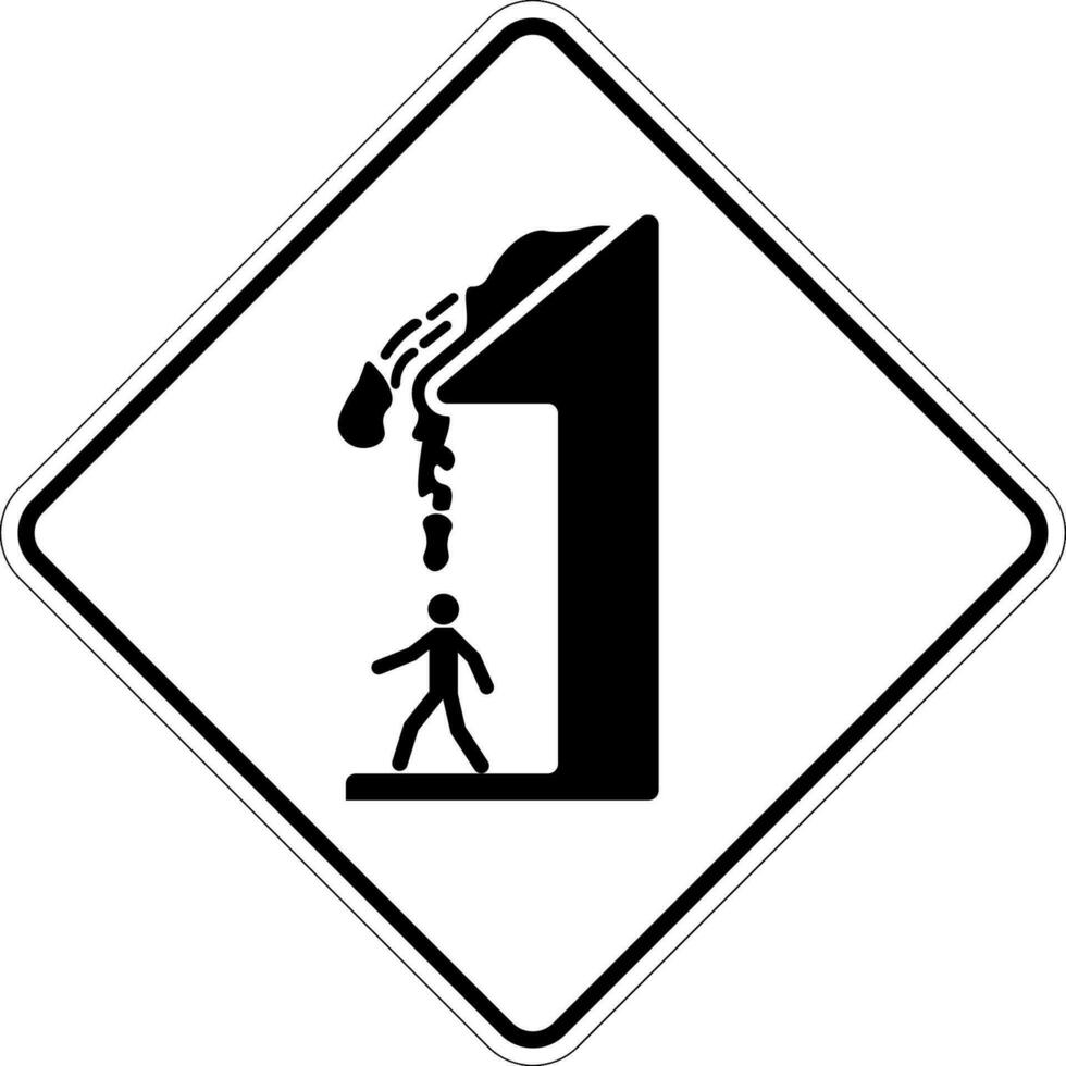 Caution Falling Snow Sign Falling Ice vector