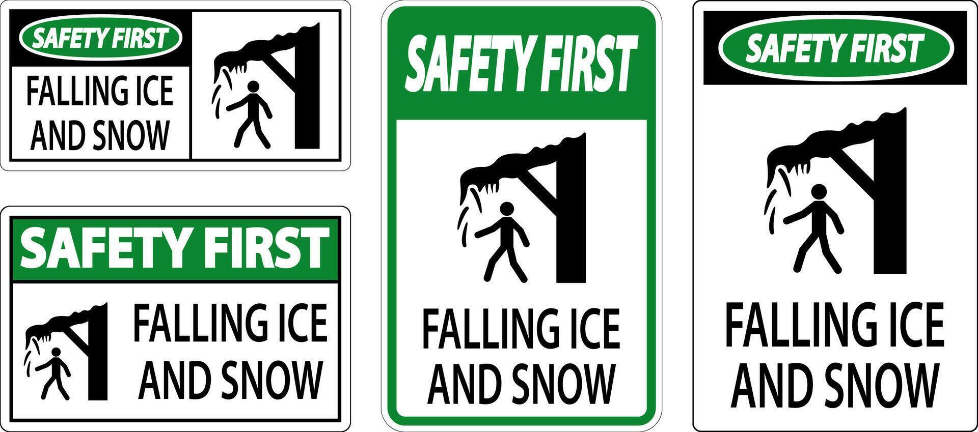 Ice and Snow Warning Sign Caution - Falling Ice And Snow Sign vector