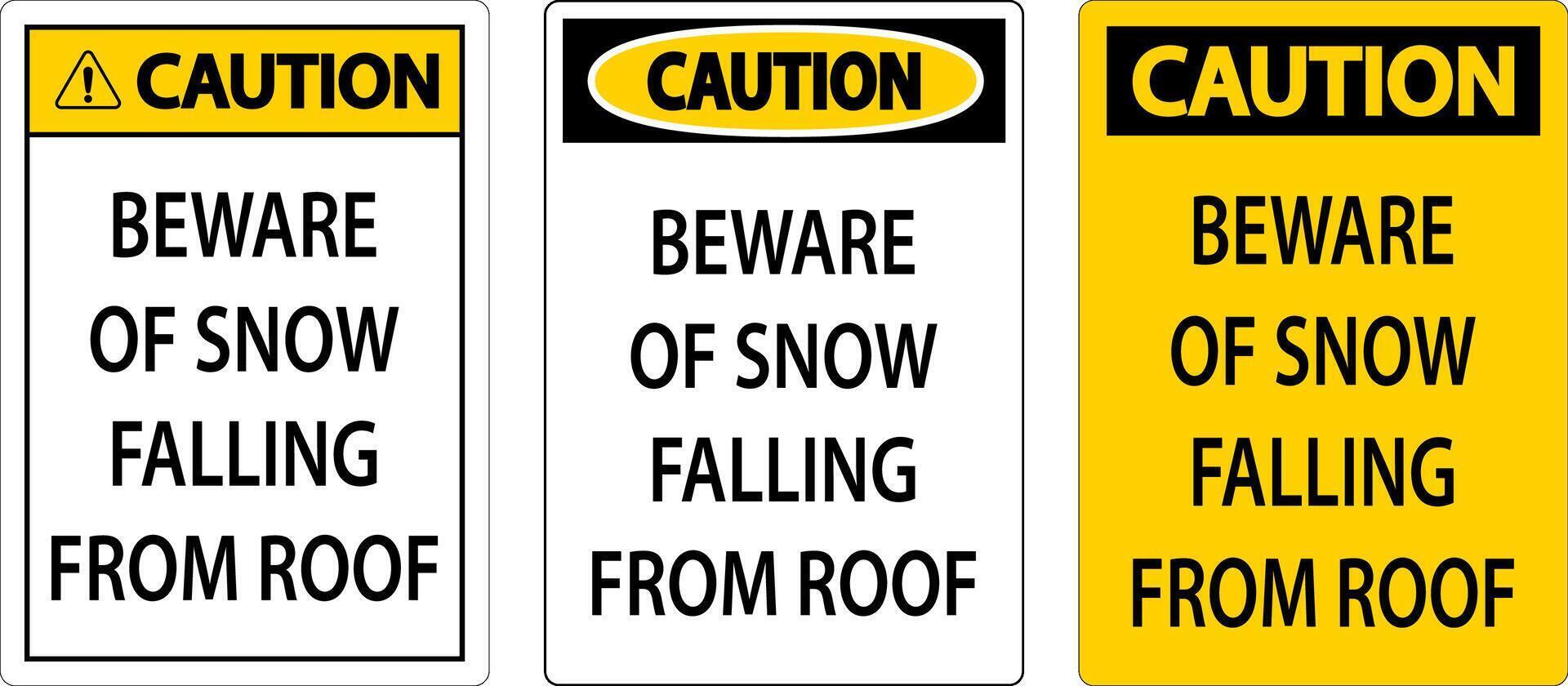 Caution Sign Beware Of Snow Falling From Roof vector