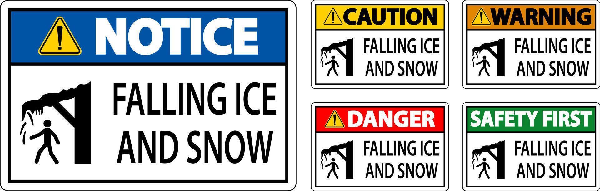 Ice and Snow Warning Sign Caution - Falling Ice And Snow Sign vector