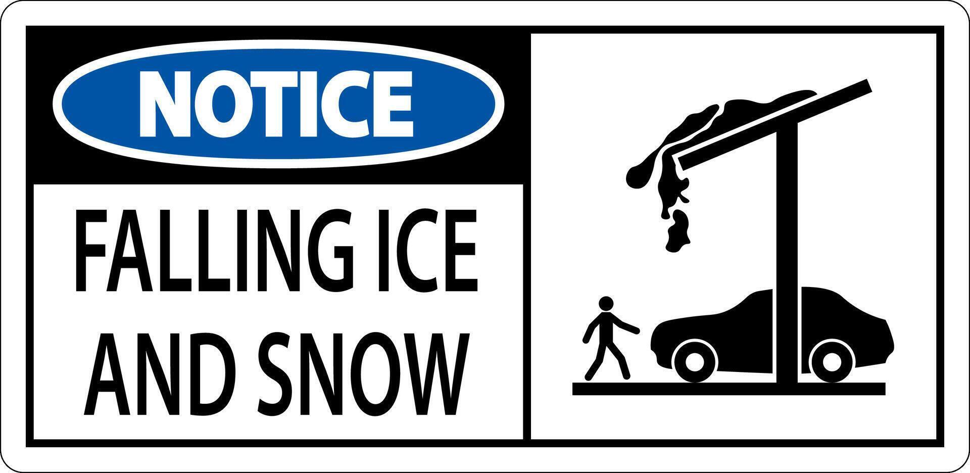 Ice and Snow Notice Sign Caution - Falling Ice And Snow Sign vector