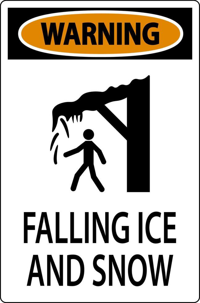 Ice and Snow Warning Sign Caution - Falling Ice And Snow Sign vector
