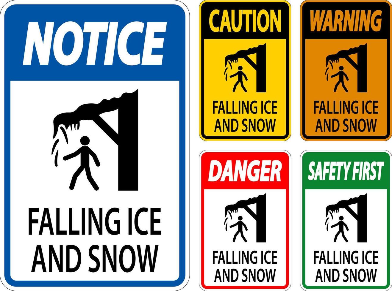 Ice and Snow Warning Sign Caution - Falling Ice And Snow Sign vector