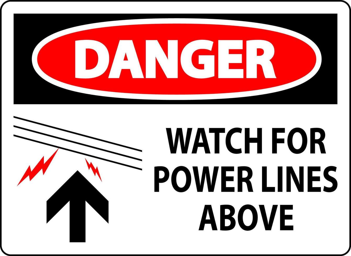 Danger Sign Watch For Power Lines Above vector