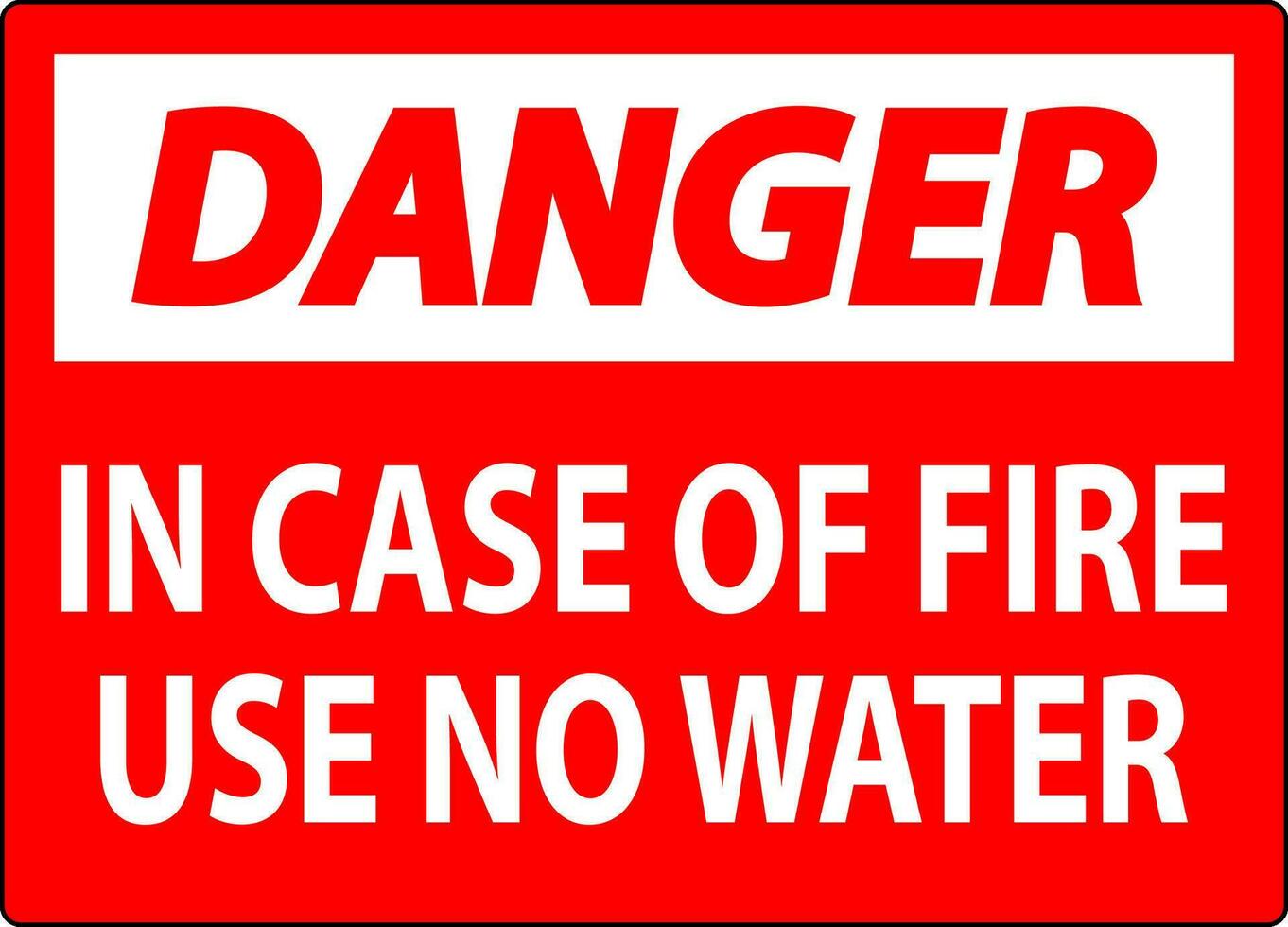 peligro firmar peligro - en caso de fuego utilizar No agua vector