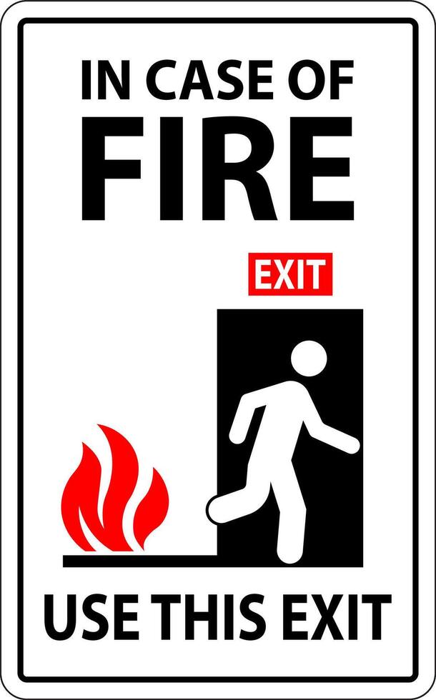 In Case Of Fire Sign Use This Exit vector