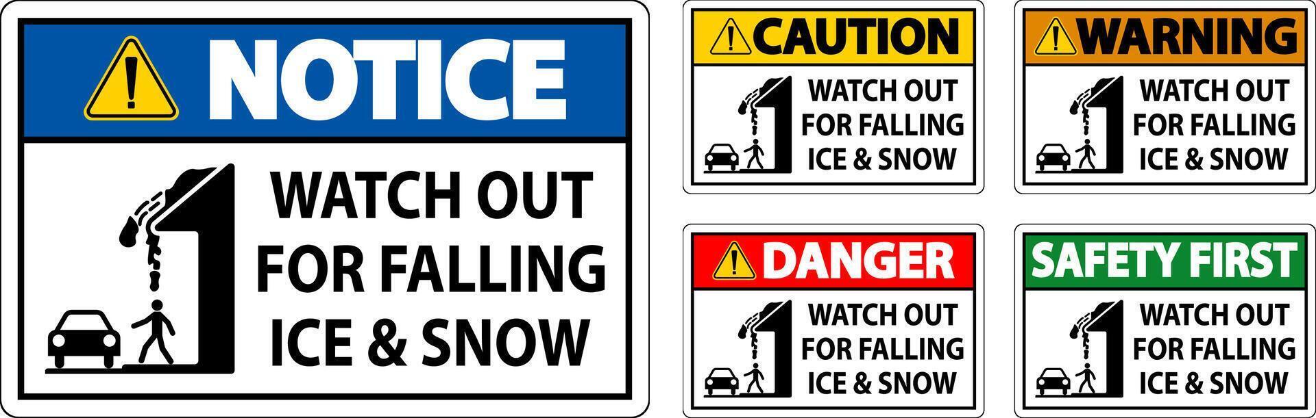 Caution Sign Watch Out For Falling Ice And Snow vector