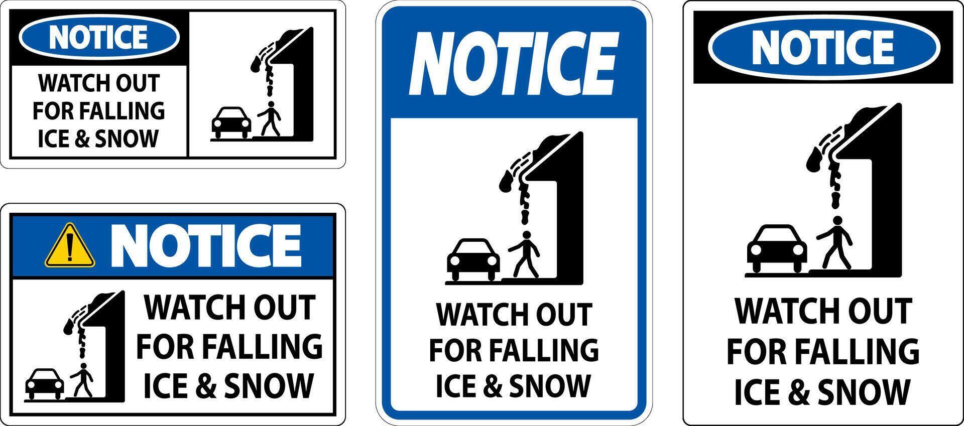 Notice Sign Watch Out For Falling Ice And Snow vector