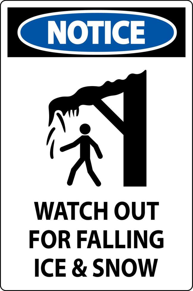 Notice Sign Watch Out For Falling Ice And Snow vector